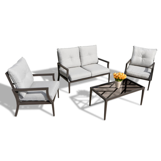 Modern Muse 4pcs Alum Sofa Set (Fully Assembled)