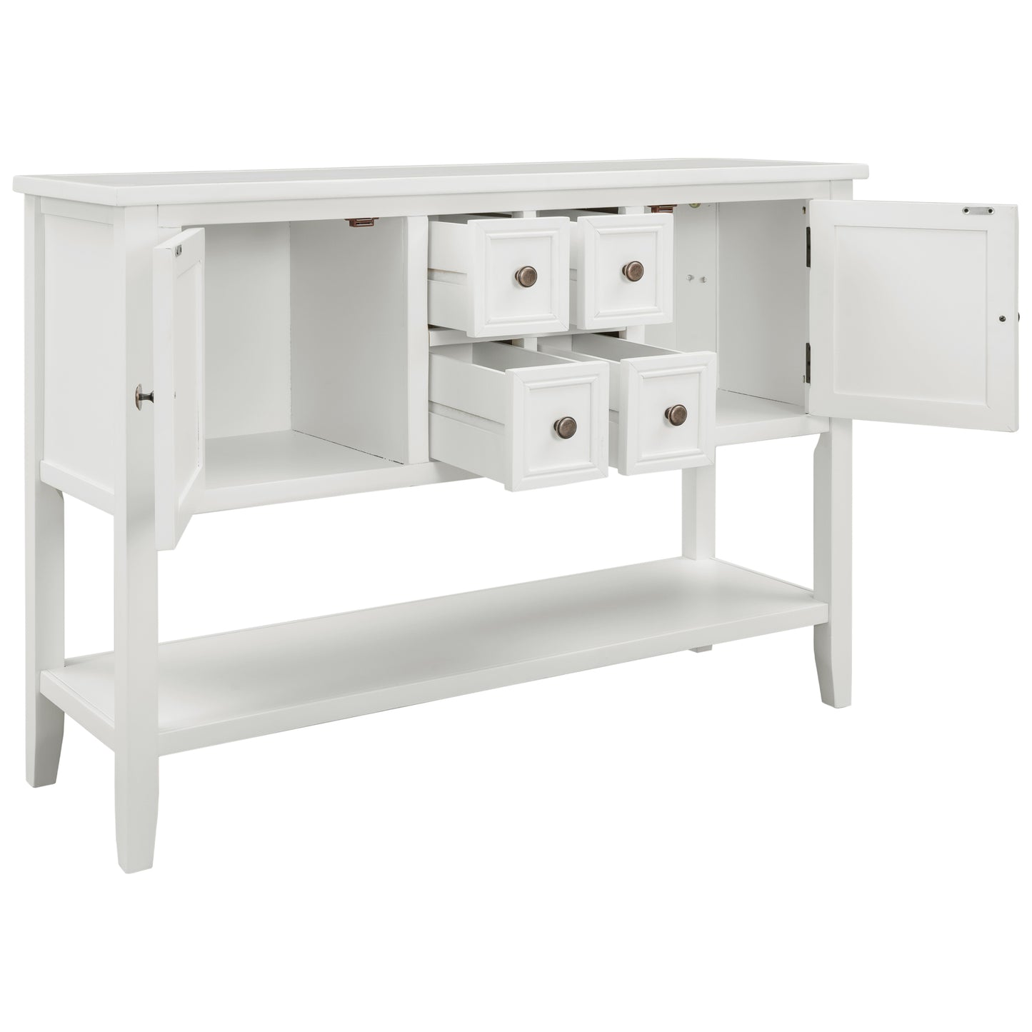 TREXM  Cambridge Series Buffet Sideboard Console Table with Bottom Shelf (White)