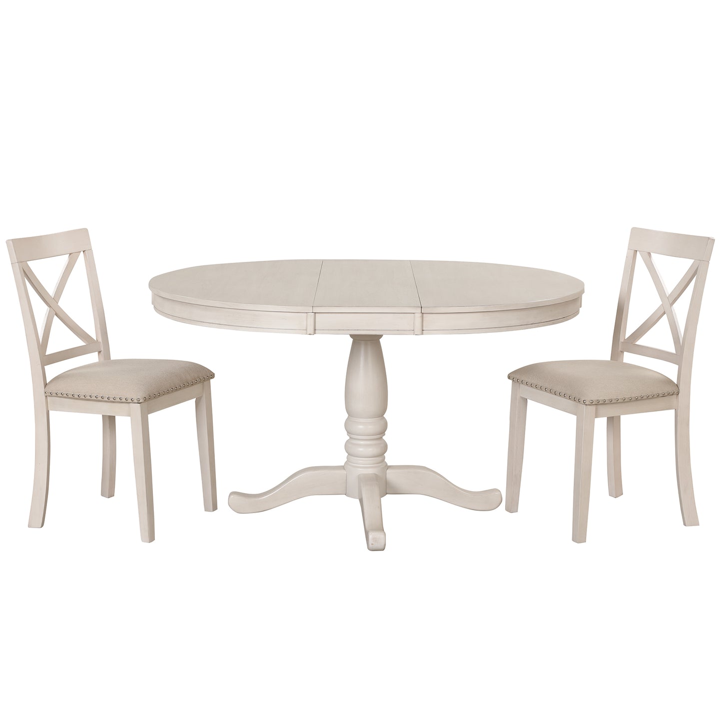 Modern Dining Table Set for 4,Round Table and 4 Kitchen Room Chairs,5 Piece Kitchen Table Set for Dining Room,Dinette,Breakfast Nook,Antique White