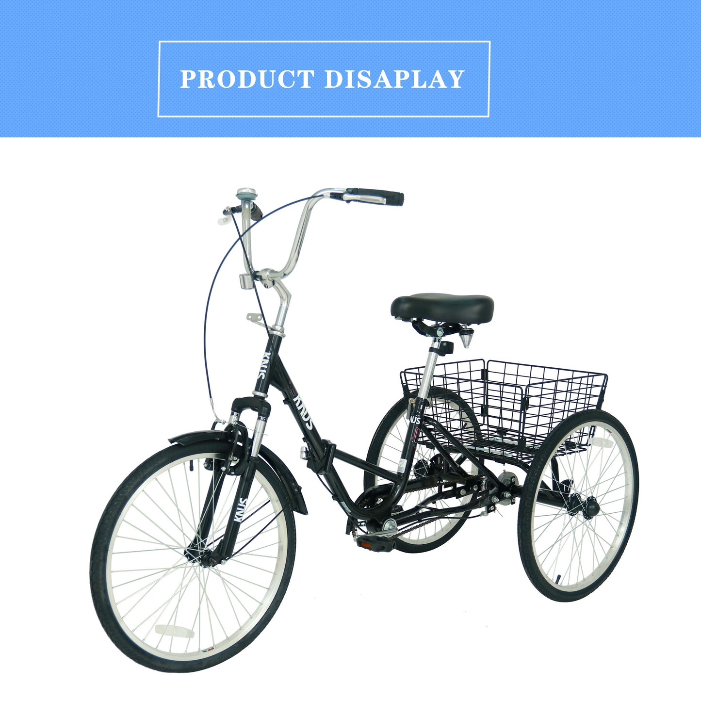 20 Inch Adult Folding Tricycles 3 Wheel W/Installation Tools with Low Step-Through, Large Basket, Foldable Tricycle for Adults, Women, Men