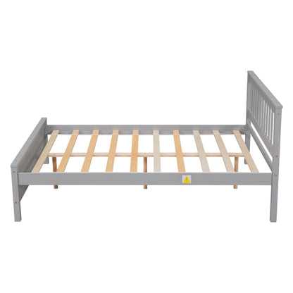 Full Bed with Headboard and Footboard for Kids, Teens, Adults,with a Nightstand,Grey