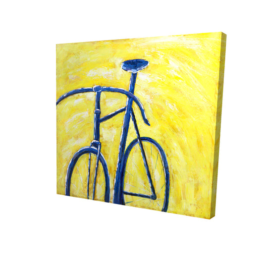 Blue bike on yellow background - 08x08 Print on canvas