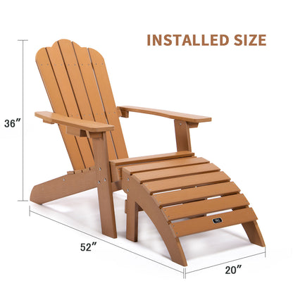 TALE Adirondack Chair Backyard Outdoor Furniture Painted Seating with Cup Holder All-Weather and Fade-Resistant Plastic Wood for Lawn Patio Deck Garden Porch Lawn Furniture Chairs Brown