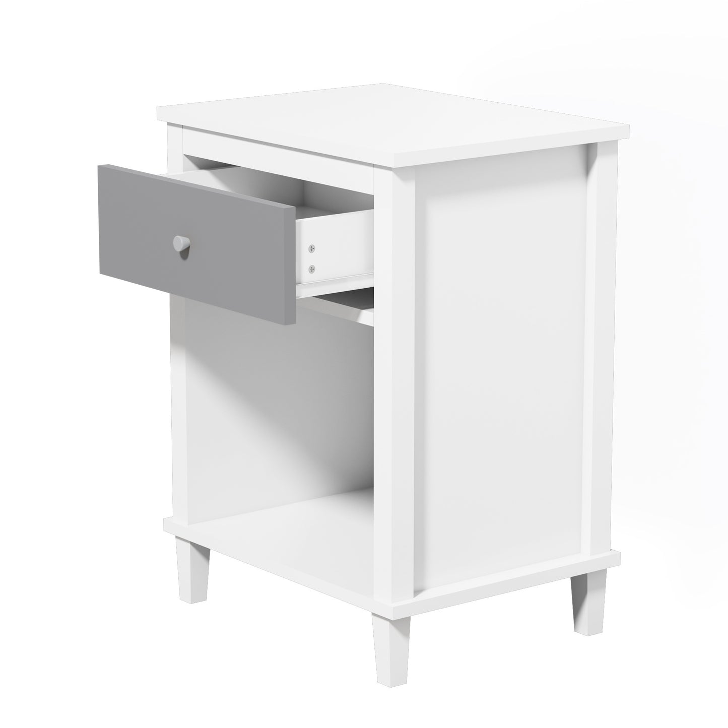 Wooden Nightstand with One Drawer One Shelf for Kids, Adults,Gray