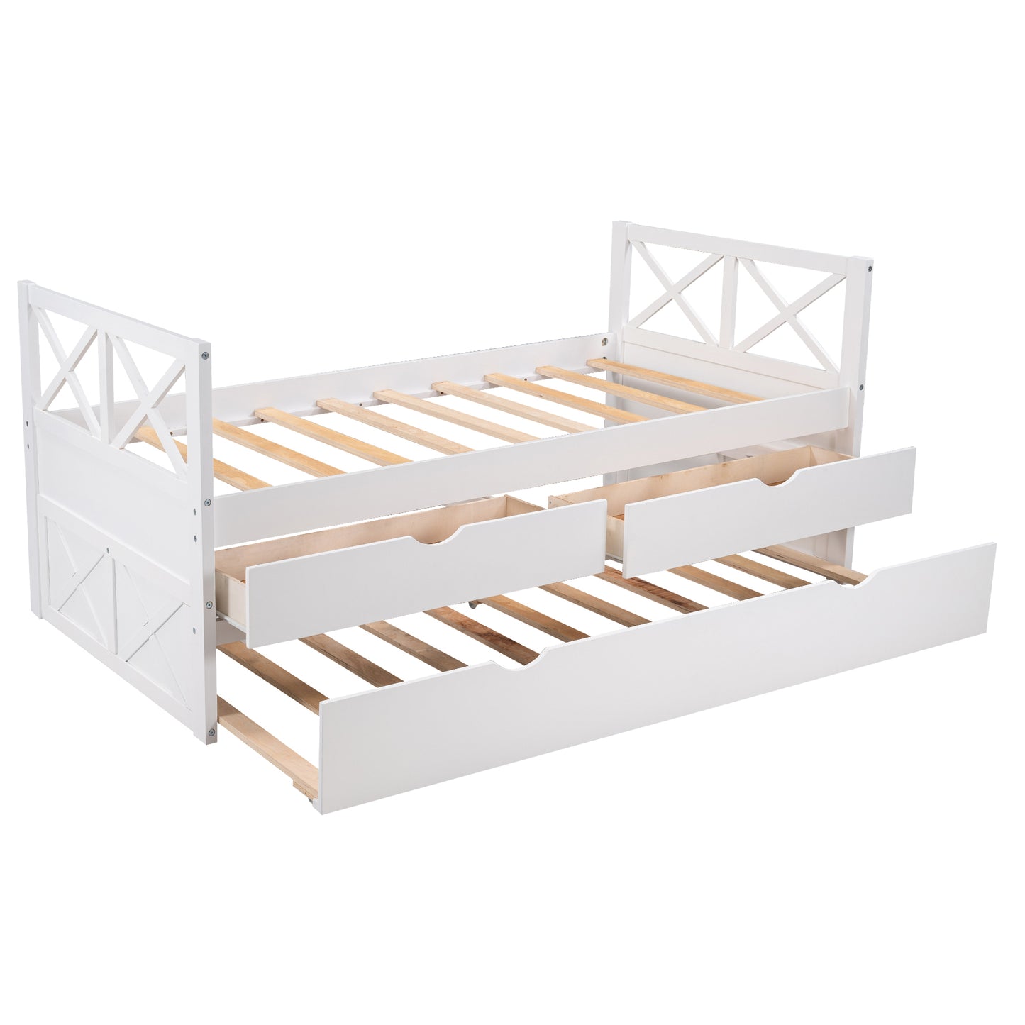 Multi-Functional Daybed with Drawers and Trundle, White