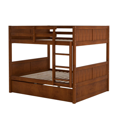 Full Over Full Bunk Bed with Twin Size Trundle, Walnut （ old sku: LP000250AAL)