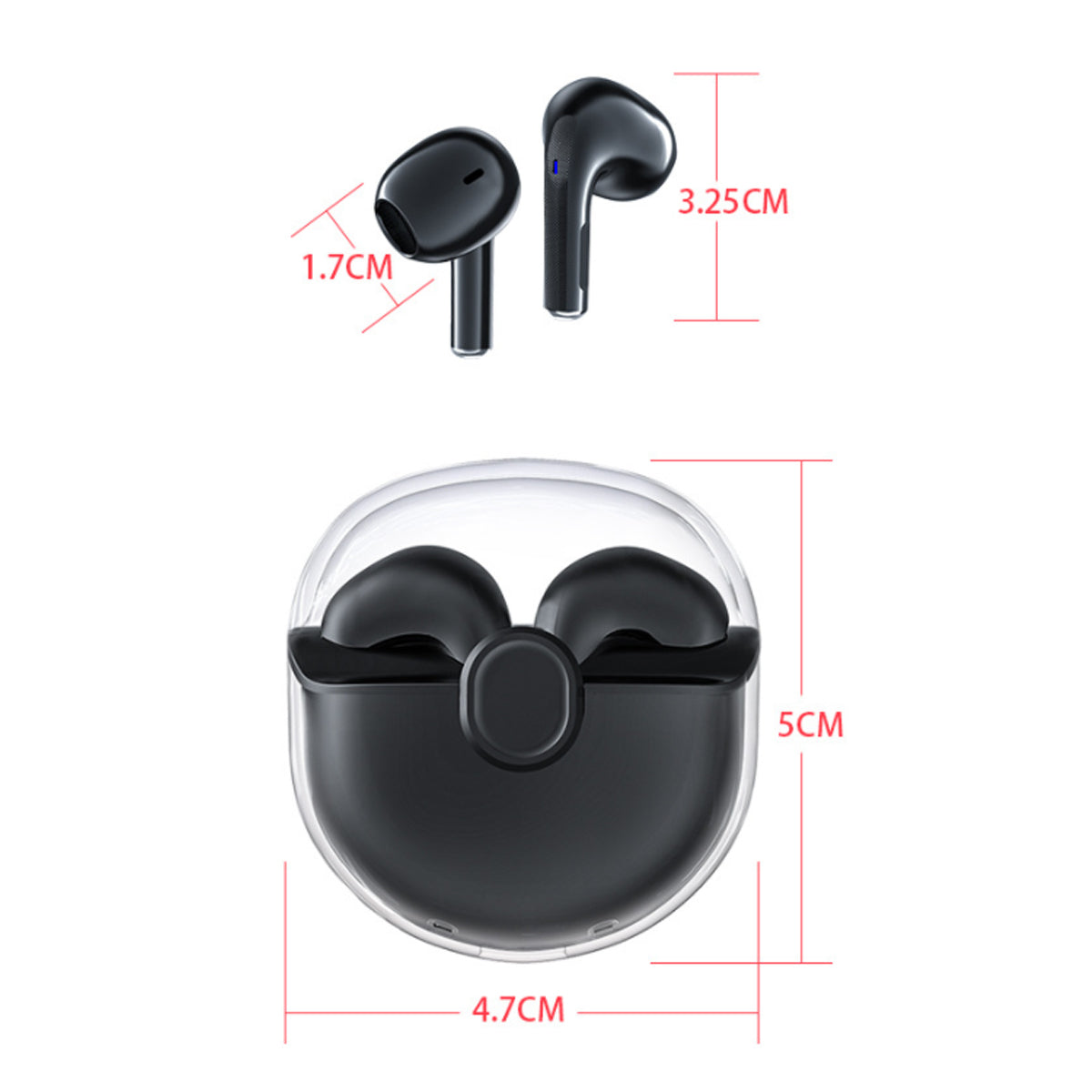 Clear Top Bluetooth Earphone With Charger by VistaShops