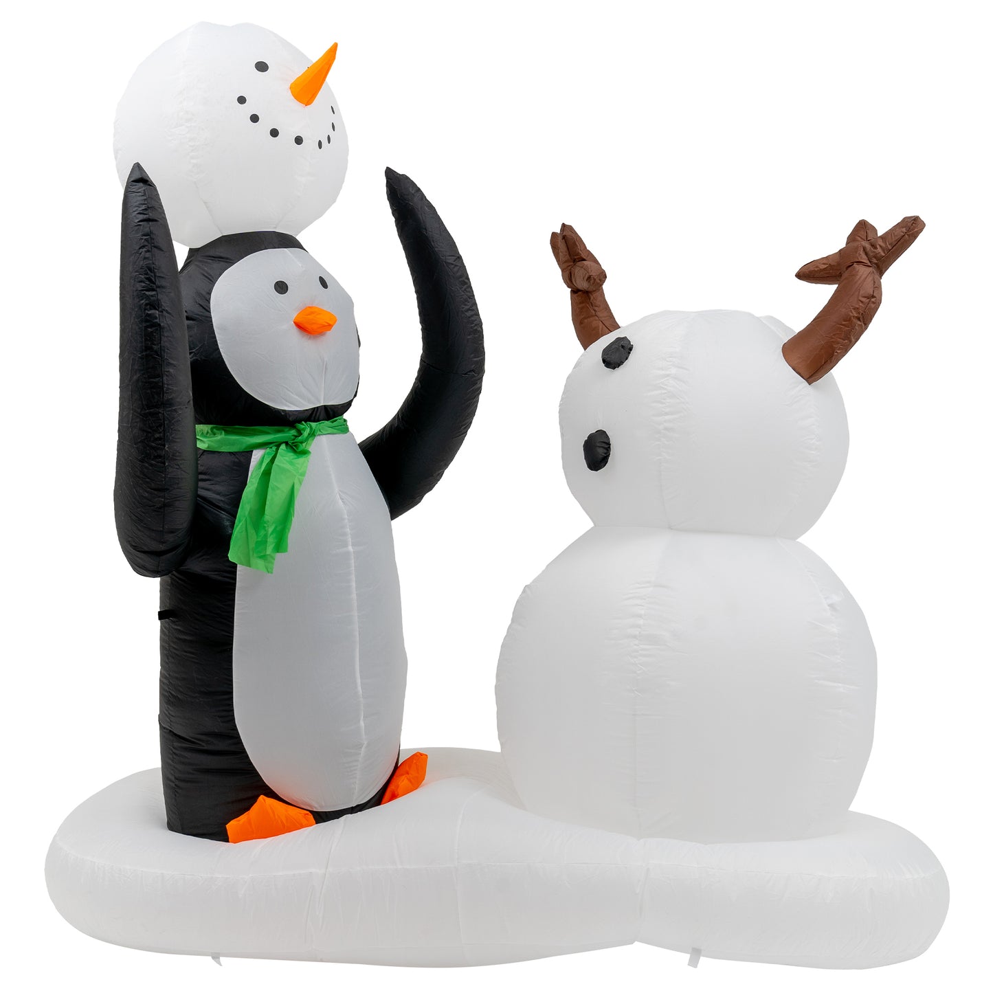 7 Foot Christmas Inflatable Penguin and Snowman Outdoor Decorations with Build-in LED Lights, Waterproof Xmas Family Inflatable Decor for Yard Lawn Garden