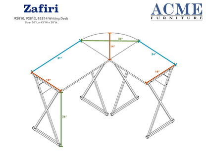 ACME Zafiri Writing Desk, Antique White & Black Finish 92812