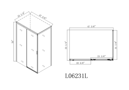 TRUSTMADE 48 in. H x 34 in. W x 76 in. H Semi-Frameless Square Sliding Shower Enclosure (cUPC Approved), w/ Invisible Rollers