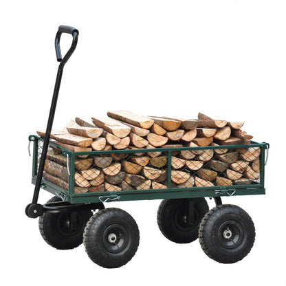 Wagon Cart Garden cart trucks make it easier to transport firewood (green)