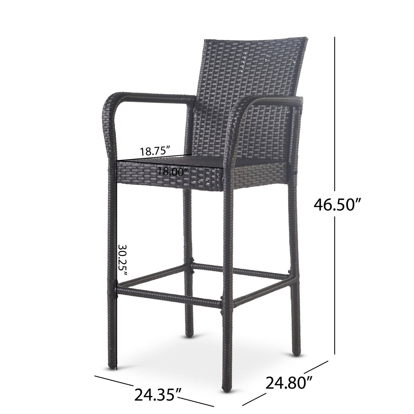 Stewart 30-Inch Outdoor Grey Wicker Barstool (Set of 2)