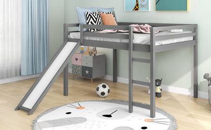 Loft Bed with Slide, Multifunctional Design, Full (Gray)(OLD SKU :WF281157AAE)