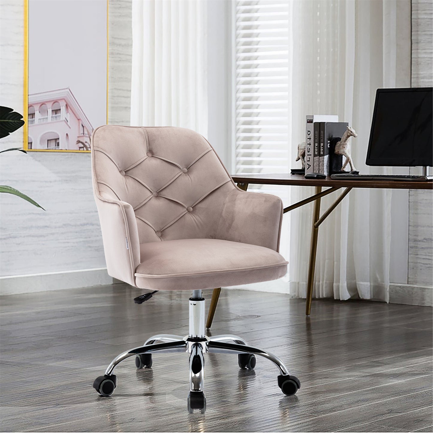 COOLMORE Velvet Swivel Shell Chair for Living Room, Modern Leisure Arm Chair ,Office chair  Grey