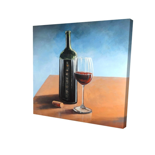 Bottle of bordeaux with whine glass - 08x08 Print on canvas