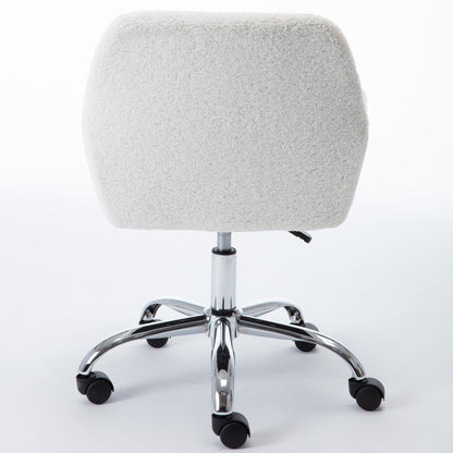 HengMing Faux Fur Home Office Chair,Fluffy Fuzzy Comfortable Makeup Vanity Chair ,Swivel Desk Chair Height Adjustable Dressing Chair for Bedroom