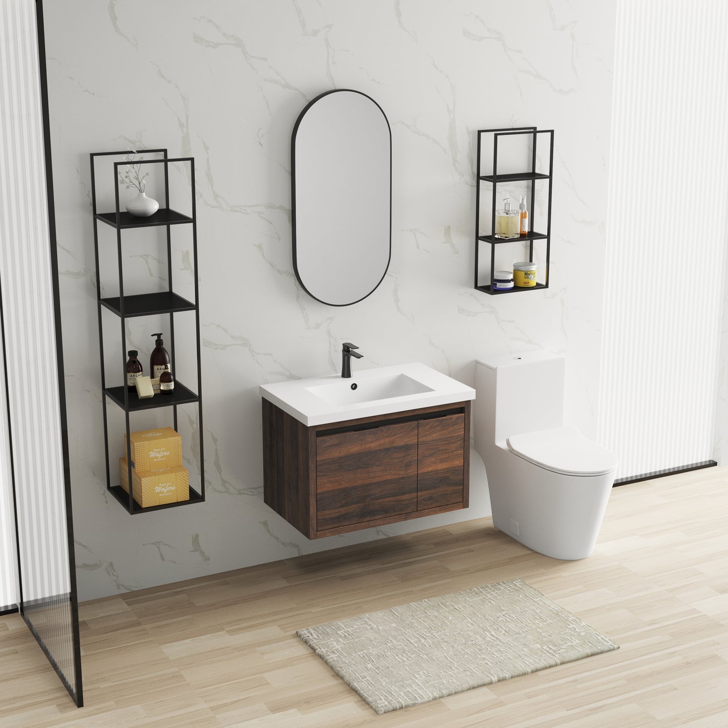 Single Sink Bathroom Vanity,Wall Mounting 30 Inch,30 X 18