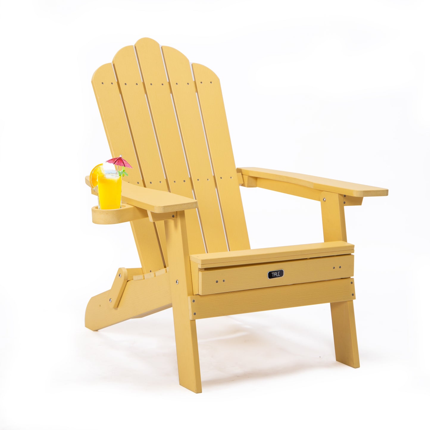 TALE Folding Adirondack Chair with Pullout Ottoman with Cup Holder, Oversized, Poly Lumber,  for Patio Deck Garden, Backyard Furniture, Easy to Install,YELLOW. Banned from selling on Amazon