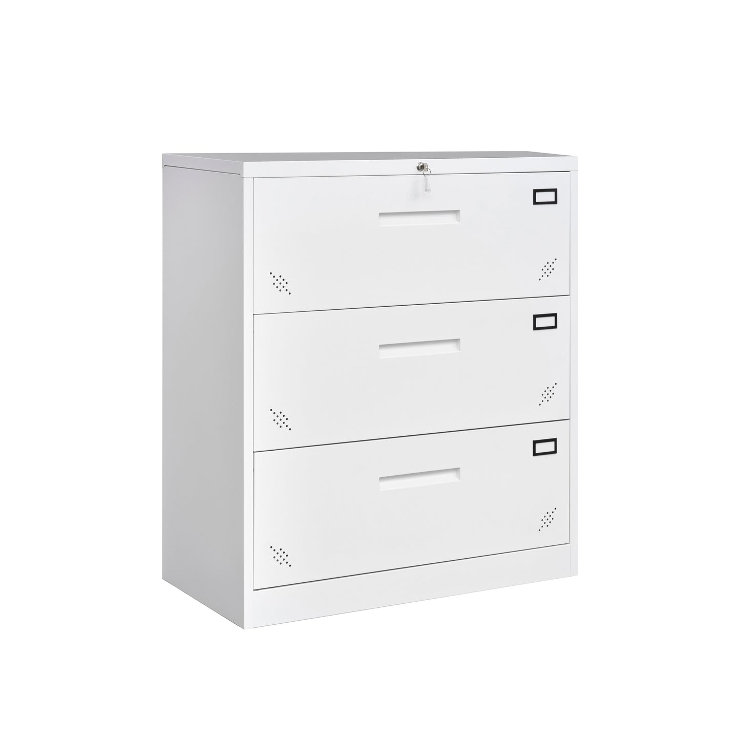 3 Drawer Lateral Filing Cabinet for Legal/Letter A4 Size, Large Deep Drawers Locked by Keys, Locking Wide File Cabinet for Home Office, Metal Steel