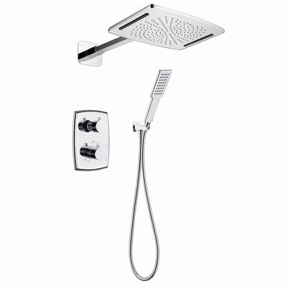 2-Handle 2-Spray High Pressure Wall Mount Shower Faucet in Polished Chrome (Valve Included)