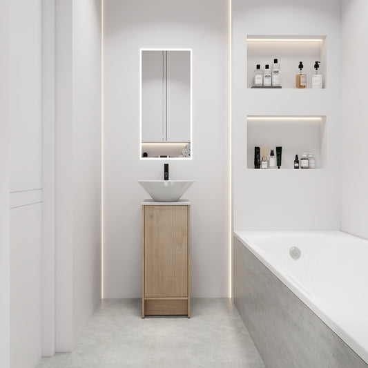 13" Bathroom Vanity with Sink, Freestanding Bathroom Vanity with Soft Close Door and Shelf（Top：BAB217MOWH）
