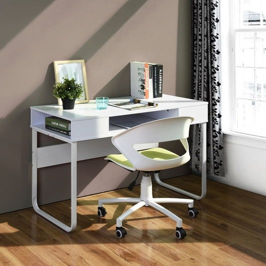 43.3" Rectangular Computer Desk / Writing Desk with Open Storage, White