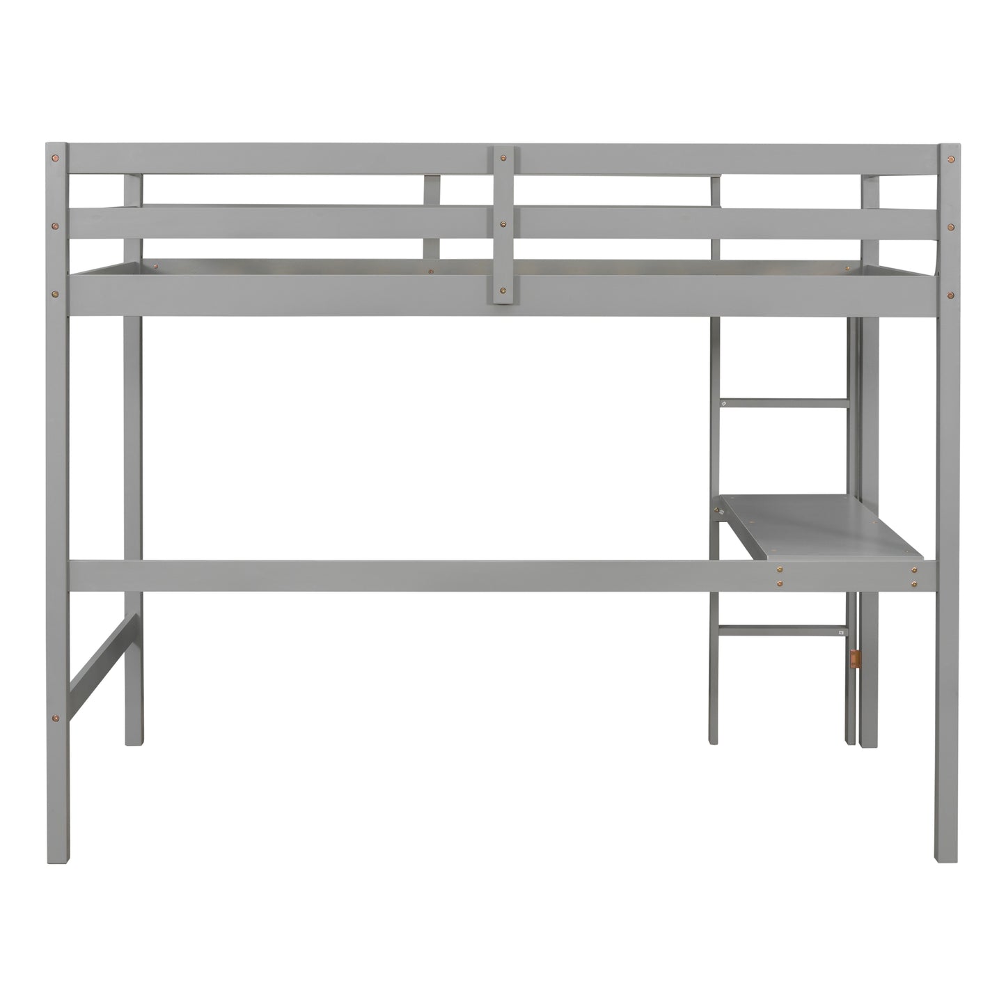 Twin Loft Bed with  built-in desk,Grey