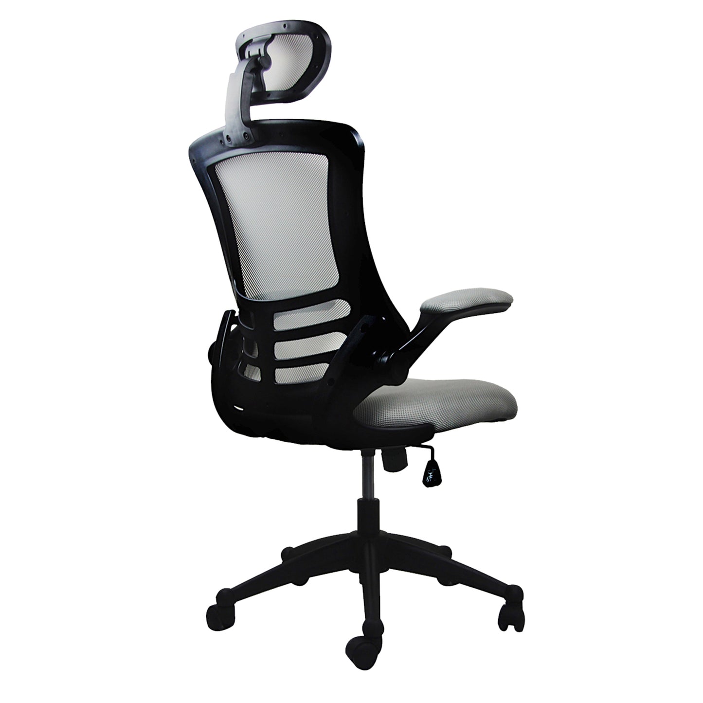 Techni Mobili Modern High-Back Mesh Executive Office Chair with Headrest and Flip-Up Arms, Silver Grey