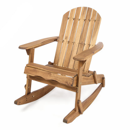 Vivian Outdoor Acacia Adirondack Rocking Chair Natural Wood