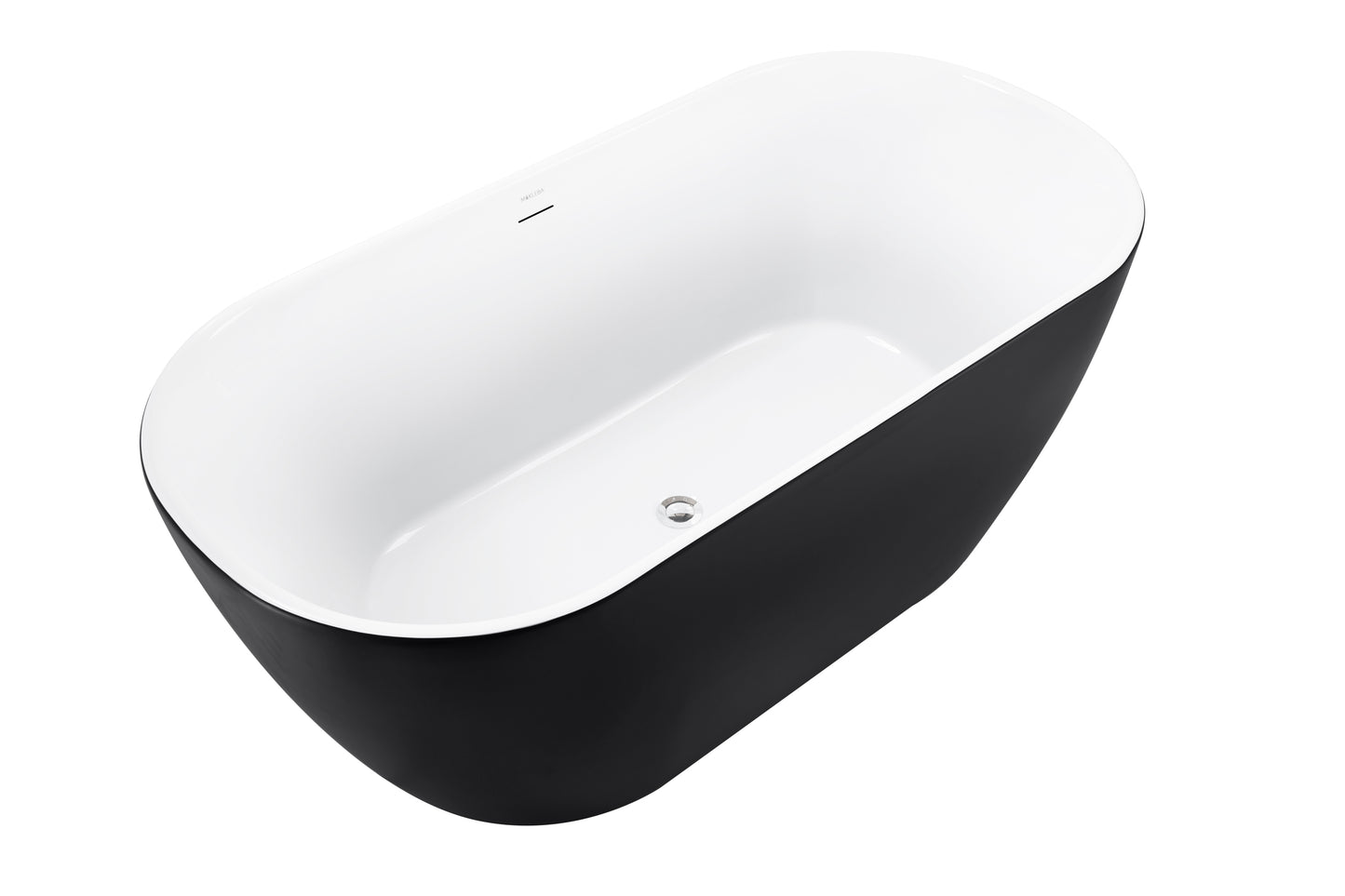 59" 100% Acrylic Freestanding Bathtub，Contemporary Soaking Tub，white inside black outside