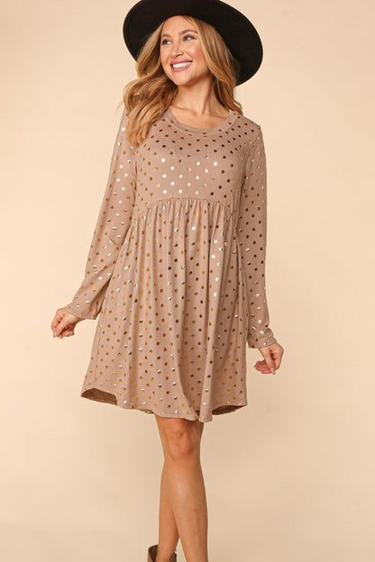 DOT FOIL BABYDOLL HACCI KNIT DRESS