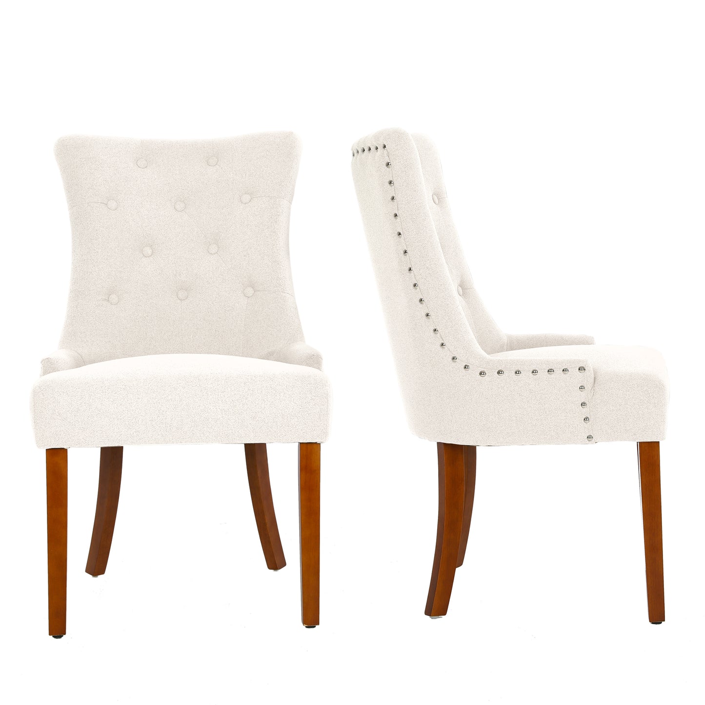 LYHome Mordern Fabric Dining Chairs, 2-Pcs Set, Iceam cream white