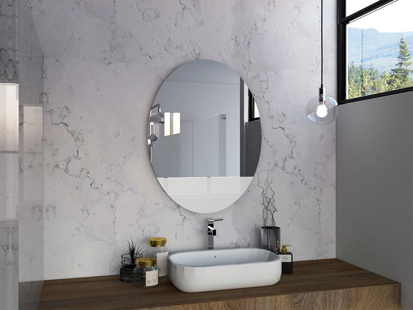 Ortega Oval Bathroom Mirror Clear