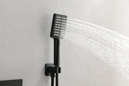 Wall Mounted Waterfall Rain Shower System With 3 Body Sprays & Handheld Shower