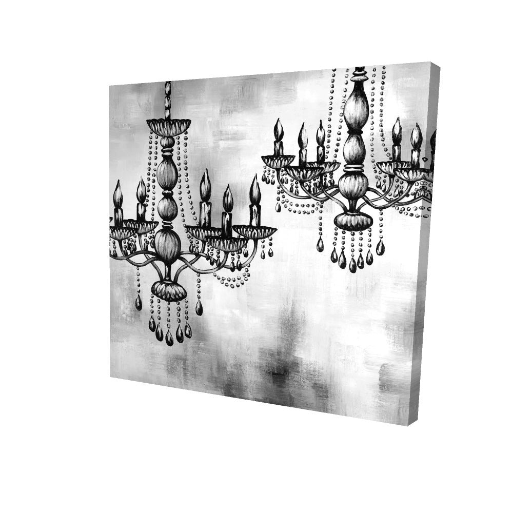 Two crystal chandeliers - 12x12 Print on canvas