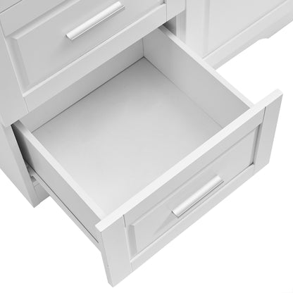 Tall and Wide Storage Cabinet with Doors for Bathroom/Office, Three Drawers, White