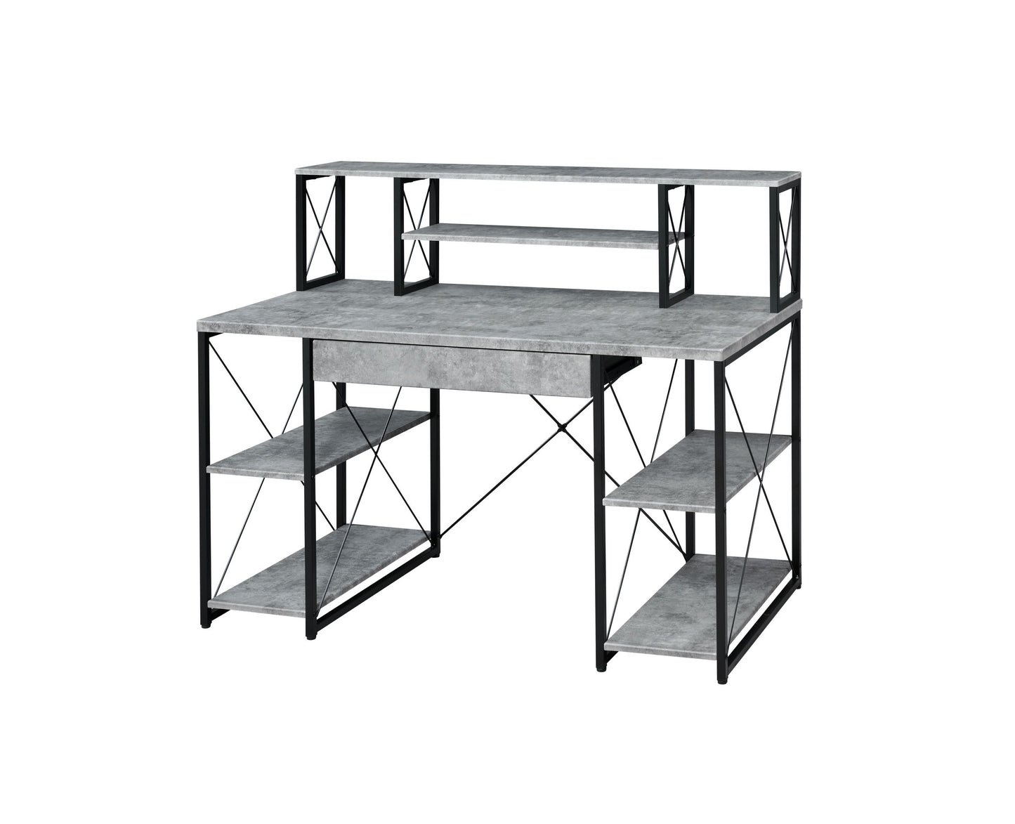 ACME Amiel Desk, Faux Concrete & Black 92875