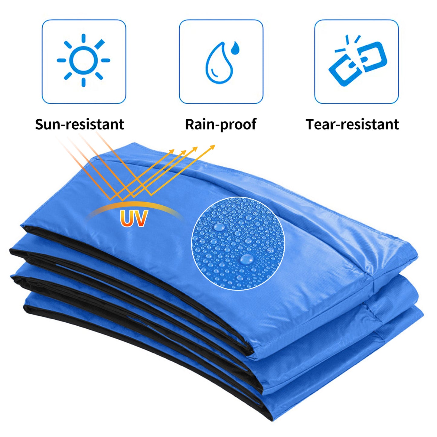 Trampoline Safety Pad for 15ft trampoline - Replacement Spring Cover Pad, No Holes for Poles, Waterproof&UV-Resistant