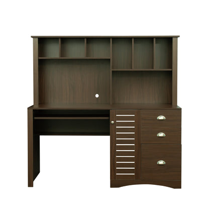 Home Office Computer Desk with Hutch,Walnut