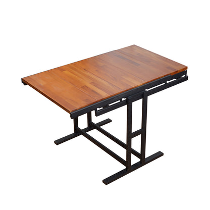 Solid Mahogany Wood Multifunction Convertible Dining Table,Free Switch Space Saving Table Shelf for Home and Studio