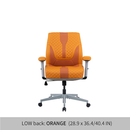 Office Desk Chair, Air Cushion Low Back Ergonomic Managerial Executive Chairs, Headrest and Lumbar Support Desk Chairs with Wheels and Armrest, Orange/Dark Orange