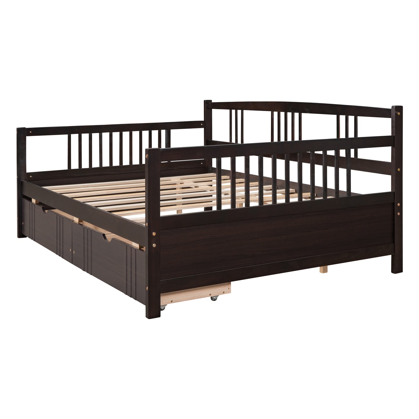 Full Size Daybed Wood Bed with Two Drawers,Espresso（OLD  SKU:LP000058AAP）