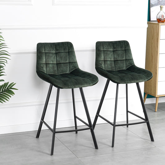 Modern Design Comfortable Nordic Metal Stool Modern Iron High Counter Leisure Bar Chair Green(set of 2)