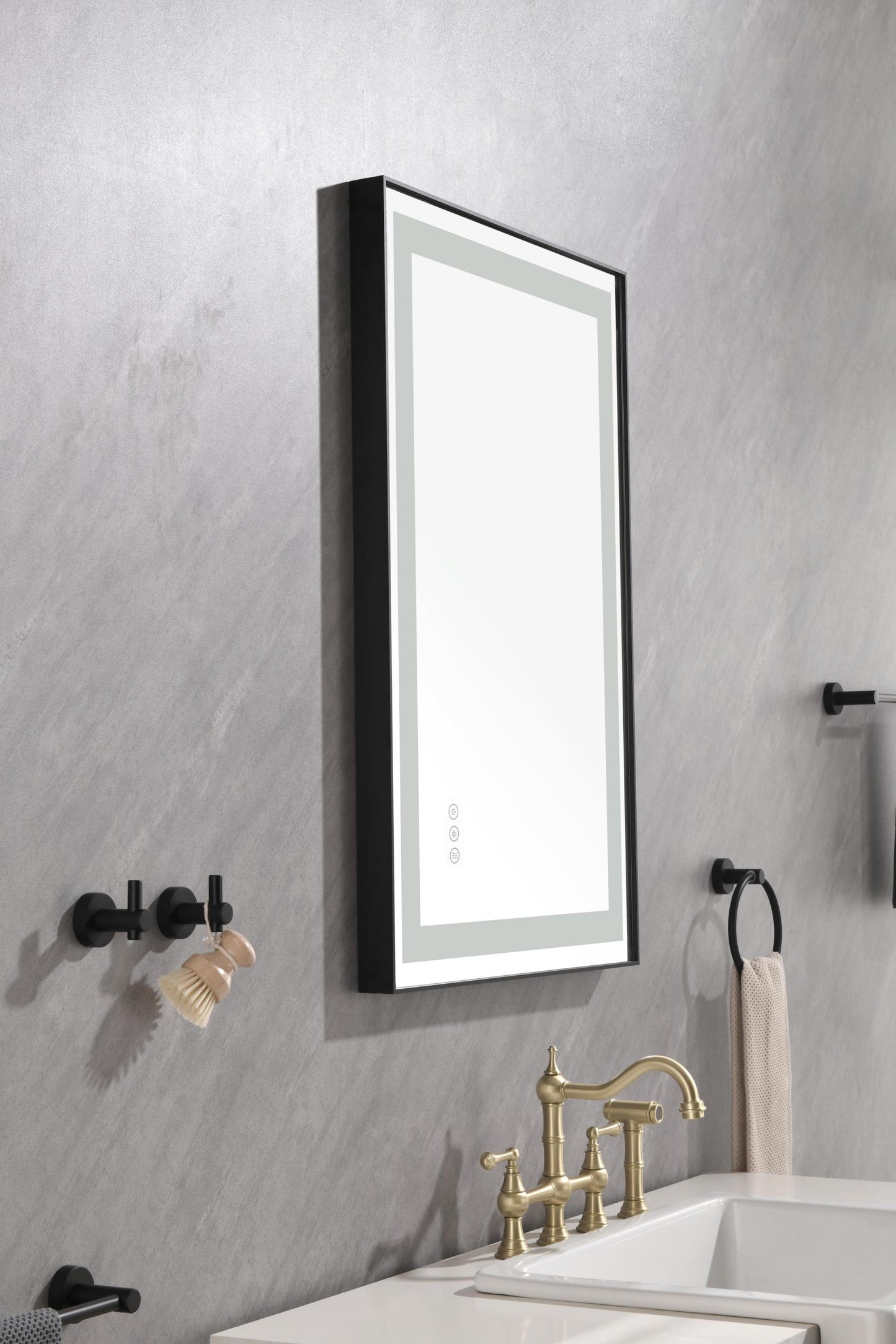 LED Lighted Bathroom Wall Mounted Mirror with High Lumen+Anti-Fog Separately Control