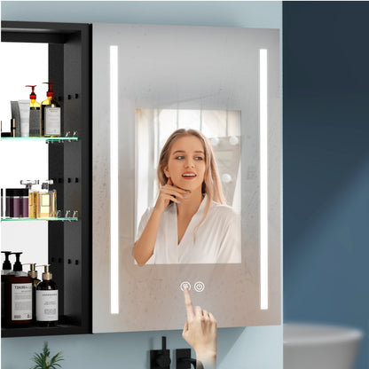 30x30 inch Bathroom Medicine Cabinets Surface Mounted Cabinets With Lighted Mirror, Small Cabinet No Door