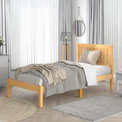 Platform Twin Bed with Headboard,Natural