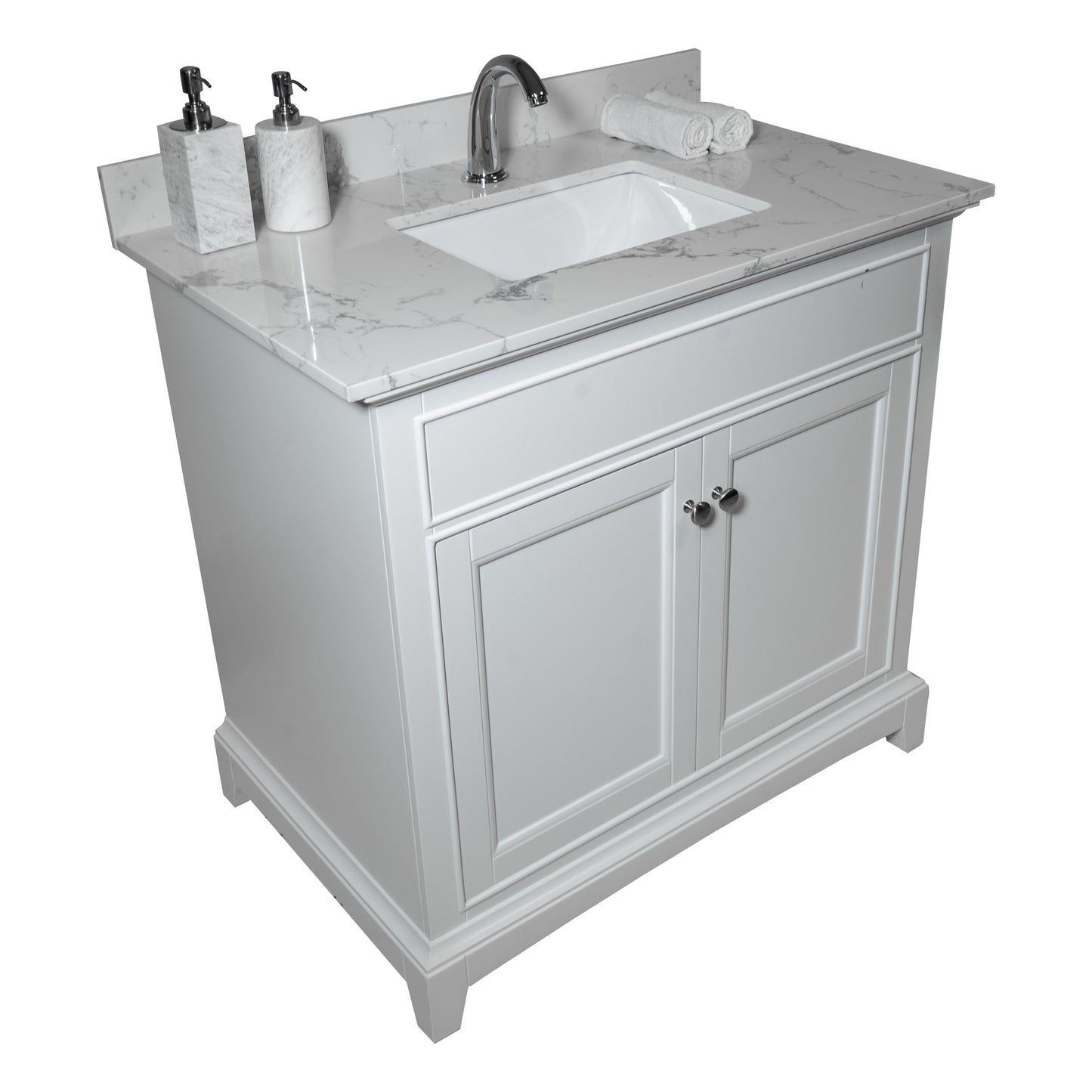 Montary 37inch bathroom vanity top stone carrara white new style tops with rectangle undermount ceramic sink and single faucet hole