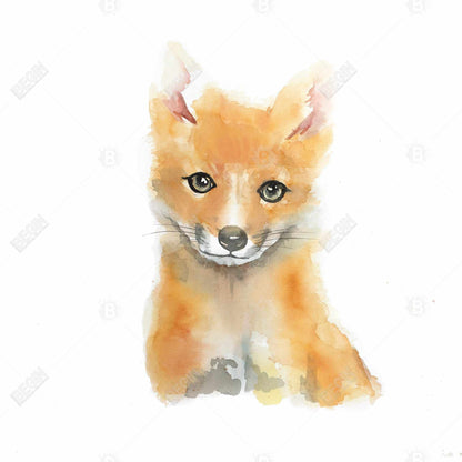 Watercolor baby fox - 12x12 Print on canvas