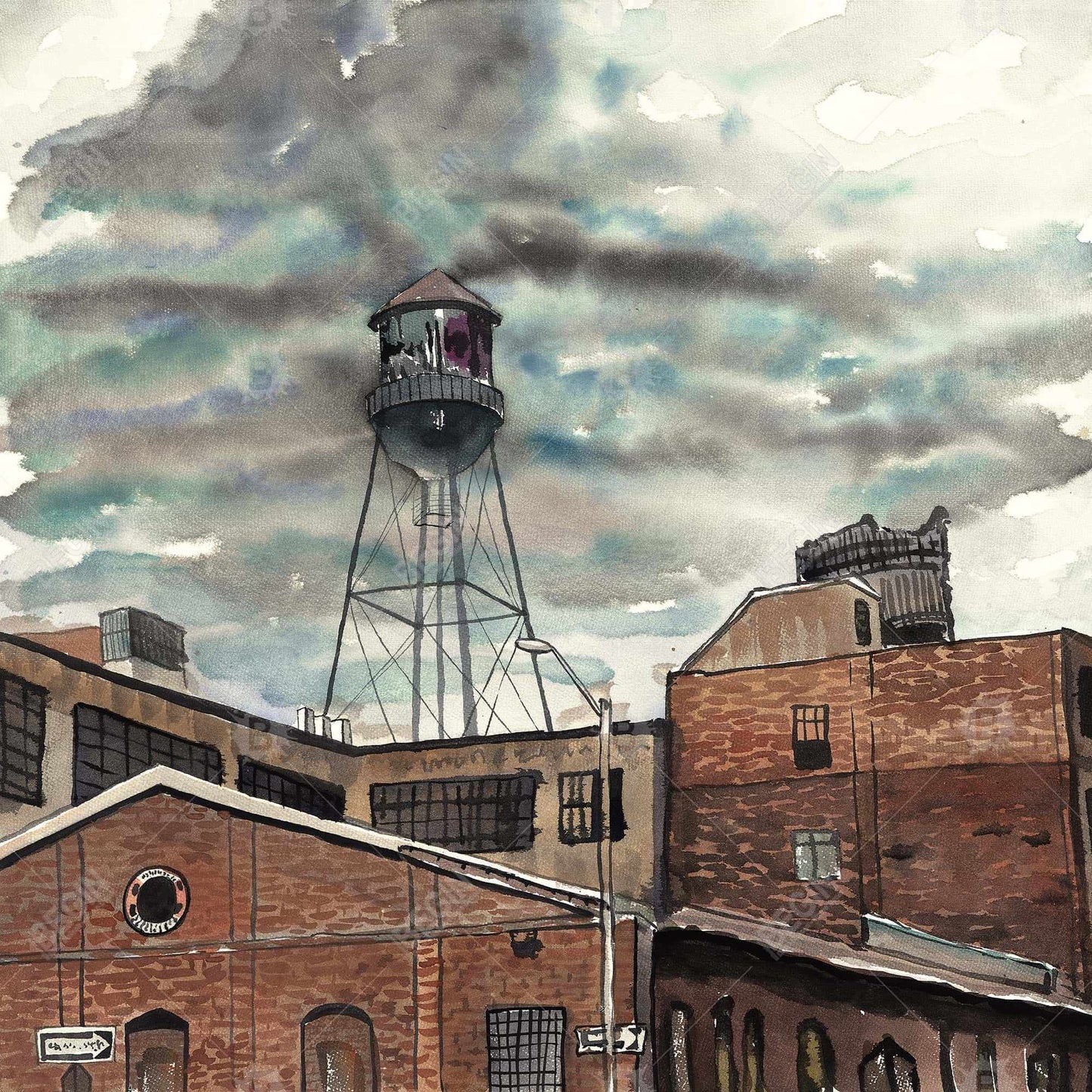 Water tower in williamsburg - 08x08 Print on canvas