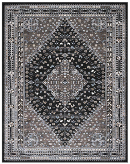 Gabriella Medallion Brown, Beige, Ivory and Blue Viscose Area Rug 5x8